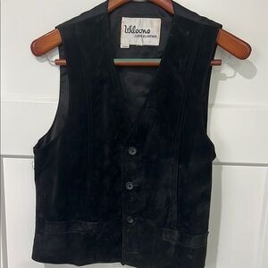 Vintage Wilsons Leather Black Suede Vest Sz s